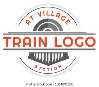 Round Logo With Vintage Train