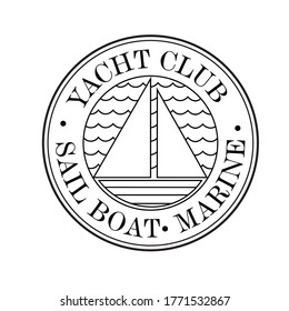 Round logo for the yacht club. Vector image.