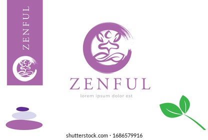 Round logo, yoga studio ,spa & beauty, vector icon 