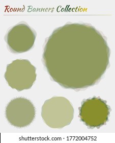Round logos collection. Circular backgrounds in red green colors. Appealing vector illustration.