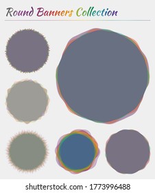 Colección de logotipos redondos. Fondos circulares en colores espectrales. Ilustración vectorial vibrante.