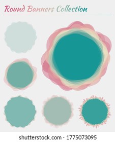 Round logos collection. Circular backgrounds in teal rose colors. Captivating vector illustration.