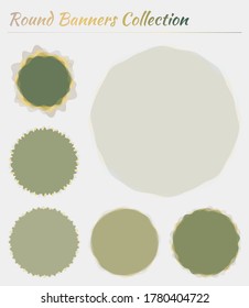 Round logos collection. Circular backgrounds in soft pastel colors. Artistic vector illustration.