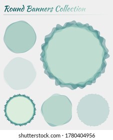 Round logos collection. Circular backgrounds in mint colors. Powerful vector illustration.