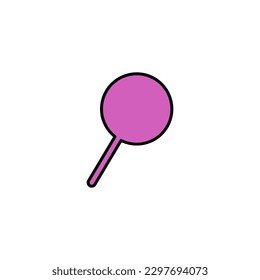 Round lollipop candy color fill icon, world cuisine vector illustration in trendy style. Editable graphic resources for many purposes.