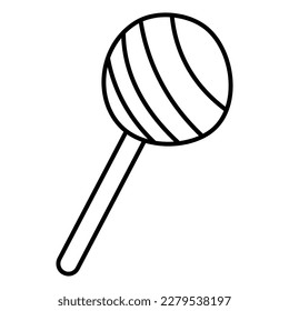Round lollipop. Doodle vector black and white illustration.