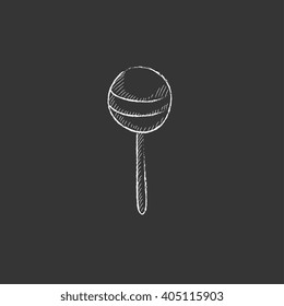 Round lollipop. Drawn in chalk icon.
