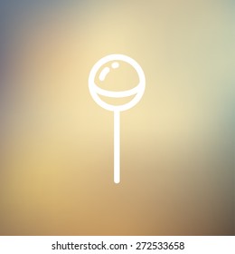 Round lollipop icon thin line for web and mobile, modern minimalistic flat design. Vector white icon on gradient mesh background.