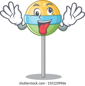 round lollipop isolated with the cartoon bring gift
