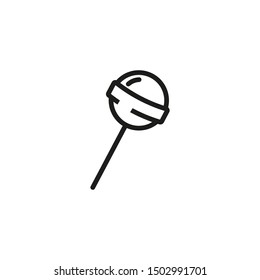 Round lollipop line icon. Candy, confectionary, sweet course. Desserts concept. Vector illustration can be used for topics like restaurant, catering