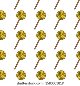 Round lollipop.  Seamless pattern. hand drawn vector illustration.   doodles or cartoon style.
