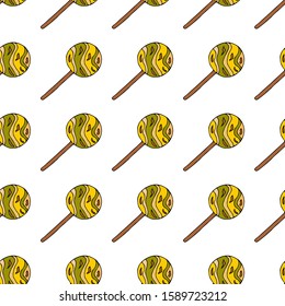 Round lollipop.  Seamless pattern. hand drawn vector illustration.   doodles or cartoon style.

