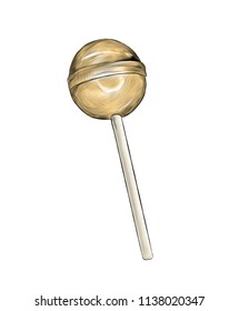 round Lollipop, sketch vector graphic color illustration on white background