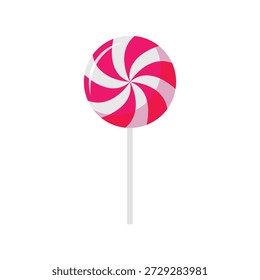 Round lollipop sweet flat vector illustration on white background. Confectionery design