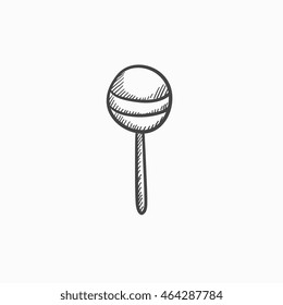Round lollipop vector sketch icon isolated on background. Hand drawn Round lollipop icon. Round lollipop sketch icon for infographic, website or app.