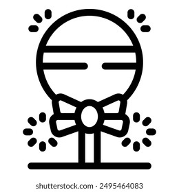 Round lollipop wearing bow tie celebrating with fireworks icon