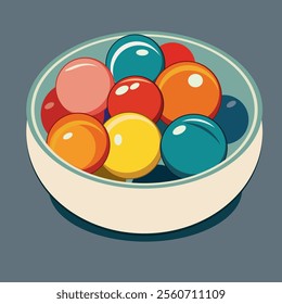 Round lollipops candies in a box. Vector illustration