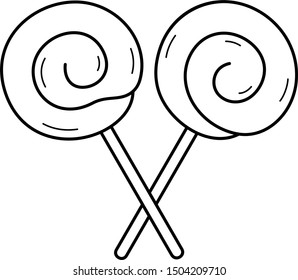 Round lollipops. Vector outline icon.