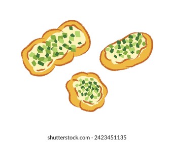 Round and long baked scallion bread