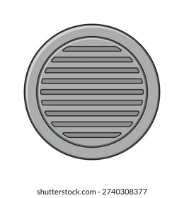 Round louvered vent grille with horizontal bars providing a simple flat illustration for construction, plumbing, hvac, or ventilation systems on a white background