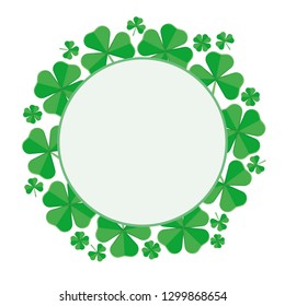 Round Luck frame of clover leaf. Happy St.Patrick 's Day. Vector in flat style