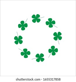 Round Luck frame of clover leaf. Happy St.Patrick 's Day. Vector in flat style