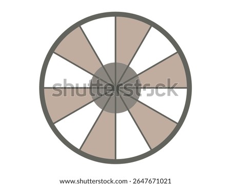 Round lucky wheel with 12 parts or segmentation. Jackpot concept, lottery, spin round drum, roulette, gamble, pie chart banner, Template, diagram. Flat Vector illustration.