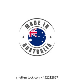 Round "Made in Australia" label with Australian flag