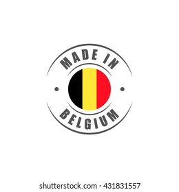 Round "Made in Belgium" label with Belgian flag
