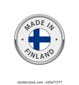 Round "Made in Finland" badge with Finnish flag