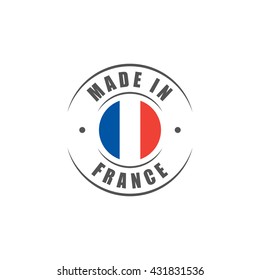 Round "Made in France" label with French flag