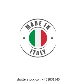 Round "Made in Italy" label with Italian flag