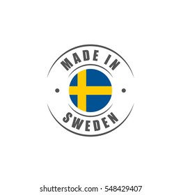 Round "Made in Sweden" label with Swedish flag