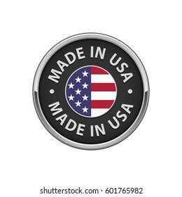 Round "Made in USA" badge with USA flag