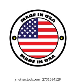 Redondo Hecho en EE.UU. Vector de la etiqueta con la bandera americana, perfecto para el empaquetado del producto, marca, logotipo, etiqueta engomada, y diseño de marketing.