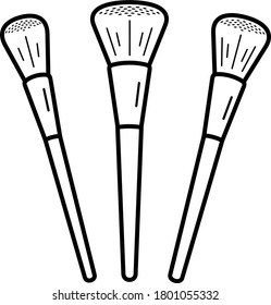 Pinceles redondos de maquillaje. Icono de contorno del vector.