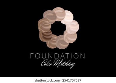 Round Makeup Foundation Shades for Skin Color Matching Illustration