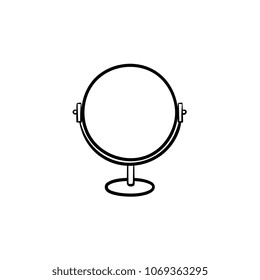 Round makeup mirror hand drawn outline doodle icon. Mirror vector sketch illustration for print, web, mobile and infographics isolated on white background.
