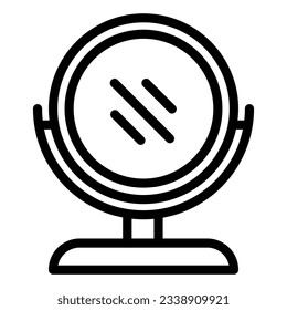 Runde Schminkspiegel-Symbol. Schreibtisch, SpiegelVektorgrafik einzeln auf Weiß. Tischspiegelumriss-Design, entwickelt für Web und App. EPS10