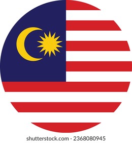 Round Malaysia flag vector isolated on white background . Malaysia flag with button