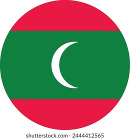 Round Maldives flag . Flag circle of Maldives . Maldives flag button . Vector illustration