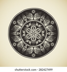 round mandala, abstract ornament design element