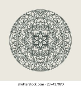 round mandala, abstract ornament design element