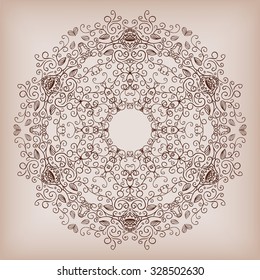 Round mandala. Abstract vector background with a circular pattern. Vector illustration.