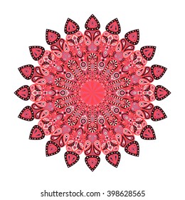 Round mandala. Arabic, Indian, Islamic, Ottoman ornament. Floral pattern, motif isolated on white background. Vector illustration.