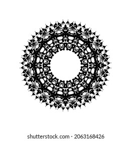 Round mandala. Black and white oriental pattern. Ethnic motif. Coloring. Tattoo template, henna ornament. Psychedelic vector.