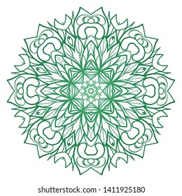 Round Mandala. For Coloring Book, Greeting Card, Invitation, Tattoo. Anti-Stress Therapy Pattern. Vector Illustration. 