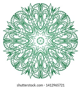 Round Mandala. For Coloring Book, Greeting Card, Invitation, Tattoo. Anti-Stress Therapy Pattern. Vector Illustration. 