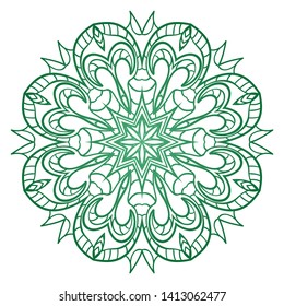 Round Mandala. For Coloring Book, Greeting Card, Invitation, Tattoo. Anti-Stress Therapy Pattern. Vector Illustration. 