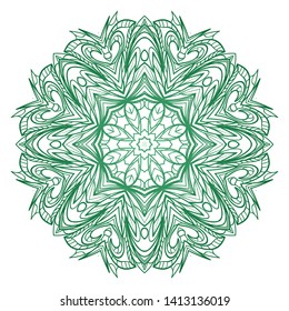 Round Mandala. For Coloring Book, Greeting Card, Invitation, Tattoo. Anti-Stress Therapy Pattern. Vector Illustration. 